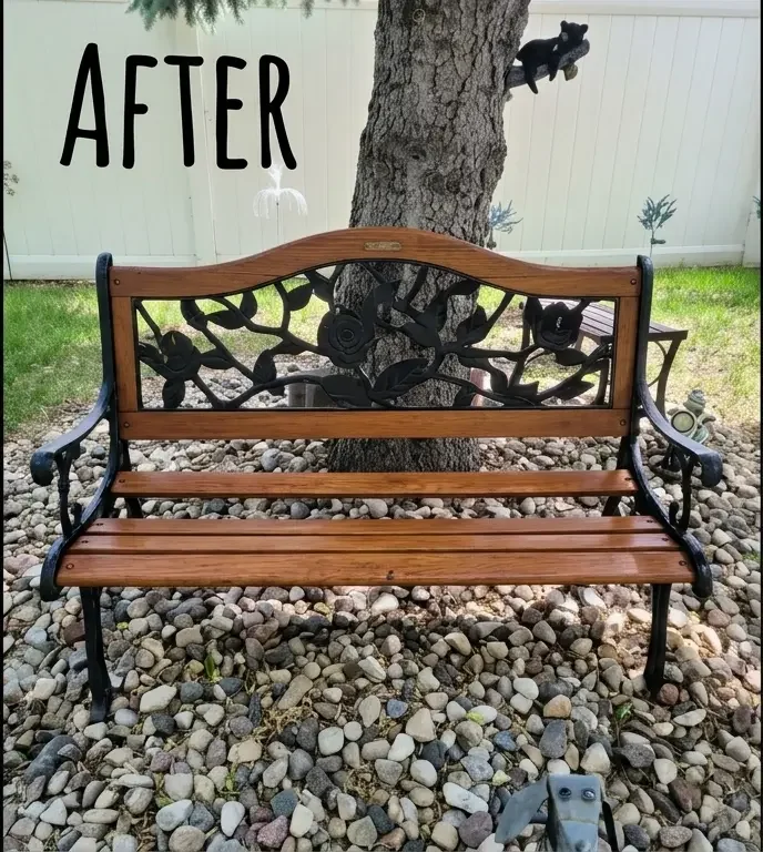 After: Completely restored custom cedar deck with swing chair